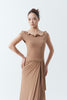 DANCE QUEEN 1148-4 Smoke Tan Wave Collar Sleeveless Backless Ballroom Leotard