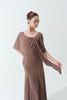 DANCE QUEEN 1154-5 Blush Lotus Asymmetrical Mesh Flutter Sleeve Backless Ballroom Leotard