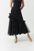 DANCE QUEEN 1164 Black Pleated Asymmetric Chiffon Ballroom Skirt