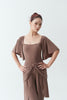 DANCE QUEEN 1169-5 Blush Lotus Square Neck Pleats Ruffle Sleeve Backless Ballroom Leotard