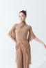DANCE QUEEN 1171-4 Smoke Tan Metal Clasp Mesh Short Sleeve Ballroom Leotard