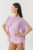 DANCE QUEEN 1173-6 Purple Pleats Mesh Big Floats Ballroom Practice Dancing Leotard
