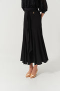 DANCE QUEEN 1177 Black Basic Front Float Ballroom Practice Dancing Skirt