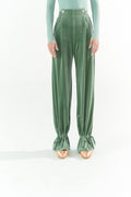 DANCE QUEEN 266-25 Green Velvet Ankle Strap Ballroom Practice Dance Sport Trouser