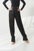 DANCE QUEEN 266-28 Elastic Waistband  Practice Dance Sport Wide Leg Ballroom Acetate Trouser