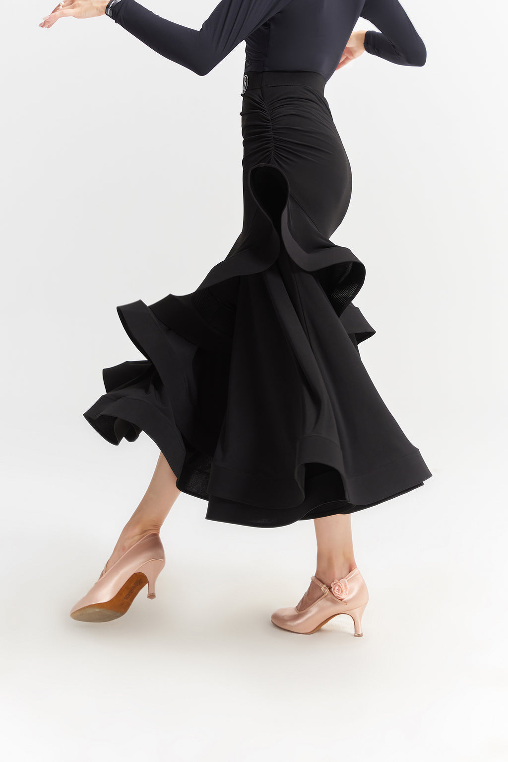 DANCE QUEEN 622 Classic black ballroom Standard Practice skirt