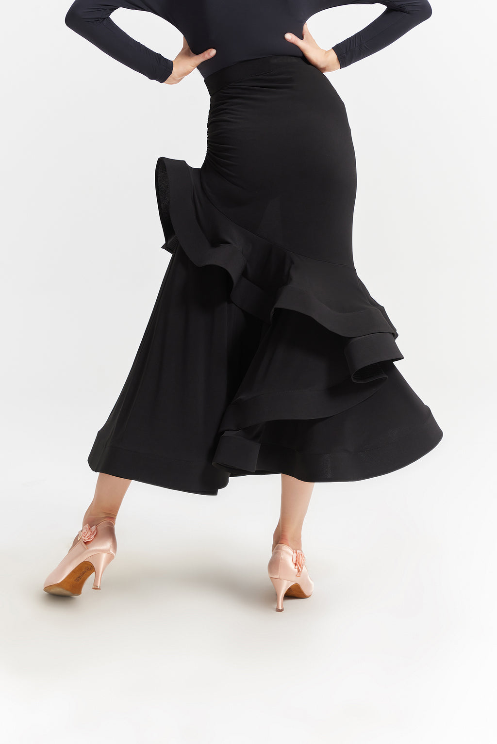 DANCE QUEEN 622 Classic black ballroom Standard Practice skirt
