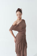 DANCE QUEEN 722-14 Blush Lotus Off Shoulder Float Ballroom Dance Wear Leotard