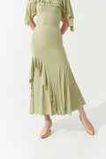 DANCE QUEEN 789-6 Jade Green Iregular Design Ballroom Dancewear Practice Skirt