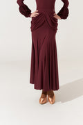 DANCE QUEEN 817-2 Wine-Stained Red Pleated Ballroom Practice Dance Sport Skirt