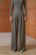 DANCE QUEEN 851-11 High Waist Gray Wide Leg Woman Practice Trouser