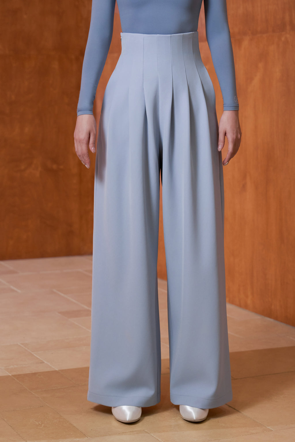 DANCE QUEEN 851-12 High Waist Light Blue Wide Leg Woman Practice Trouser