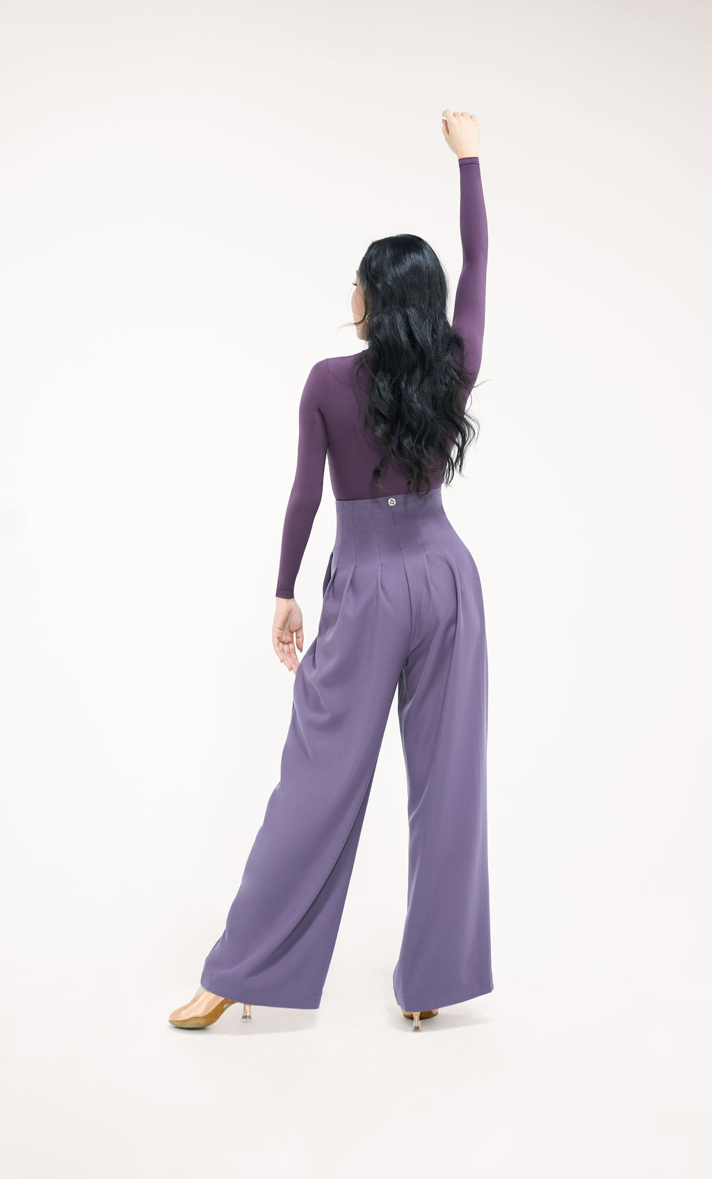 DANCE QUEEN 851-3 Solar Purple High Waist Wide Leg Woman Trouser