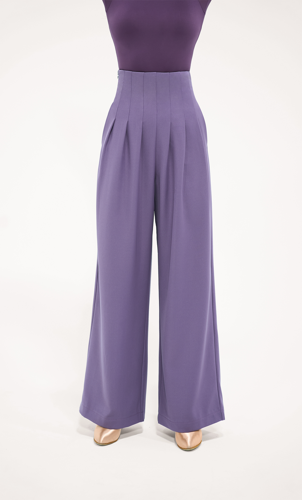 DANCE QUEEN 851-3 Solar Purple High Waist Wide Leg Woman Trouser