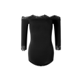 DANCE QUEEN 893-2 Black Lace Off Shoulder Ballroom Practice Dance Sport Leotard