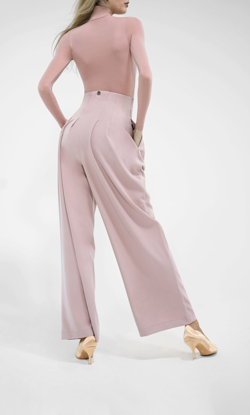 DANCE QUEEN 851-2 Blush High Waist Wide Leg Woman Trouser