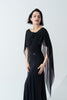 DANCE QUEEN 1113 Black Round Neck Short Sleeves Openwork Mesh Back Practice Dance Sport Ballroom Leotard