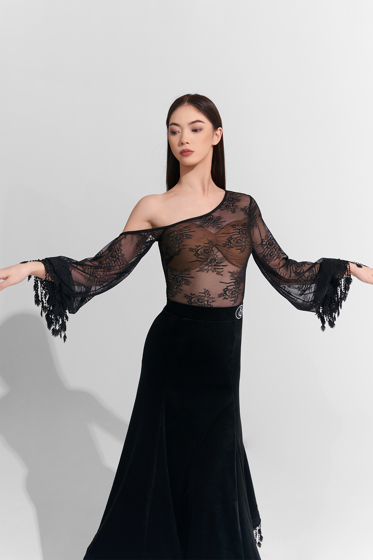 【DanceQueen】社交ダンス スカート 黒 Amazon.com: ZX Ballroom Dance Dresses for Women Fringed Lace