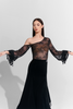 DANCE QUEEN 818 Black Lace Off Shoulder Leotard
