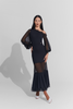 DANCE QUEEN 894 Lace Sleeve Haute Couture Black Practice Show Dress