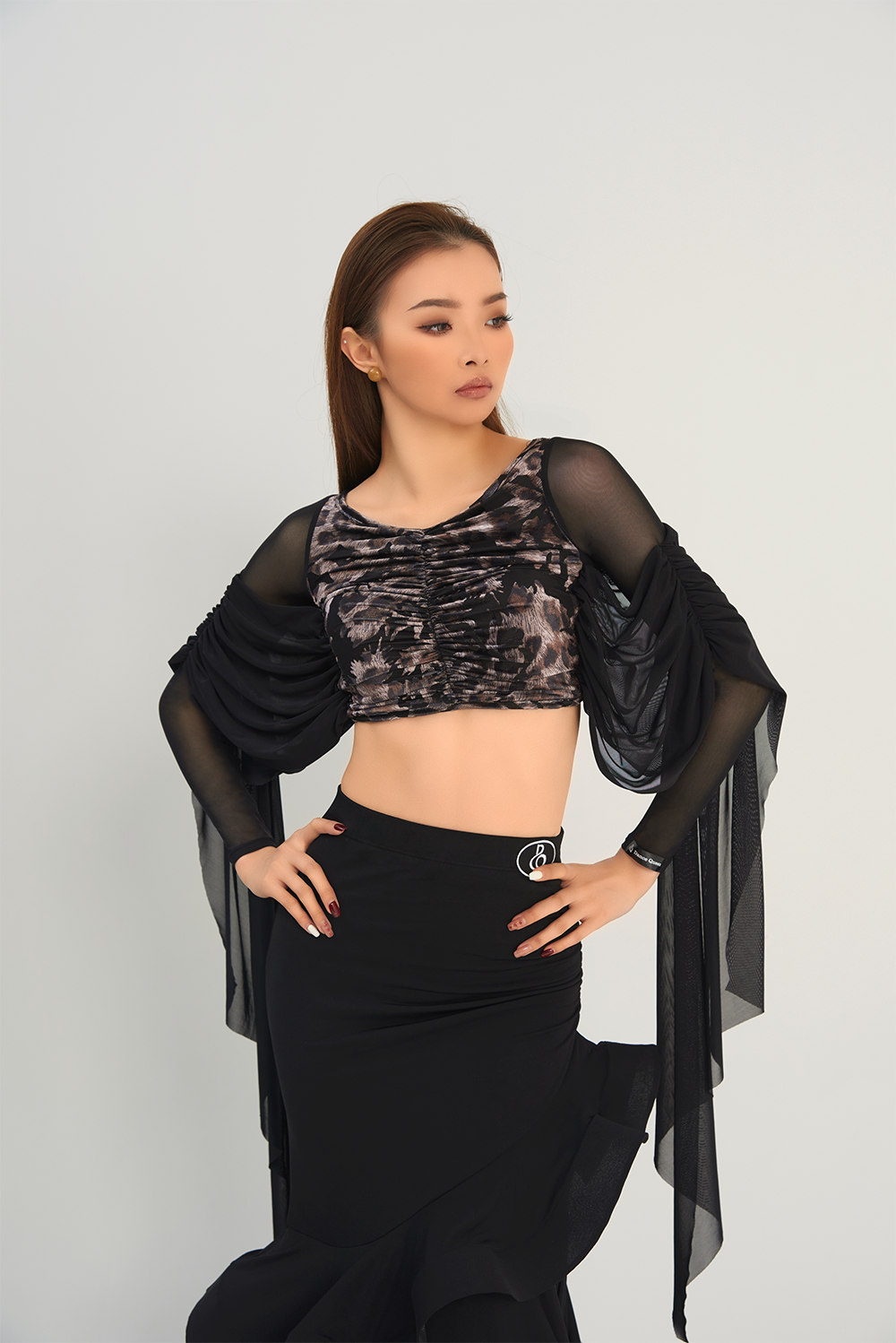 DANCE QUEEN 672-2 Ruffle long sleeve top