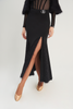 DANCE QUEEN 670 Side slit knitted plush black skirt