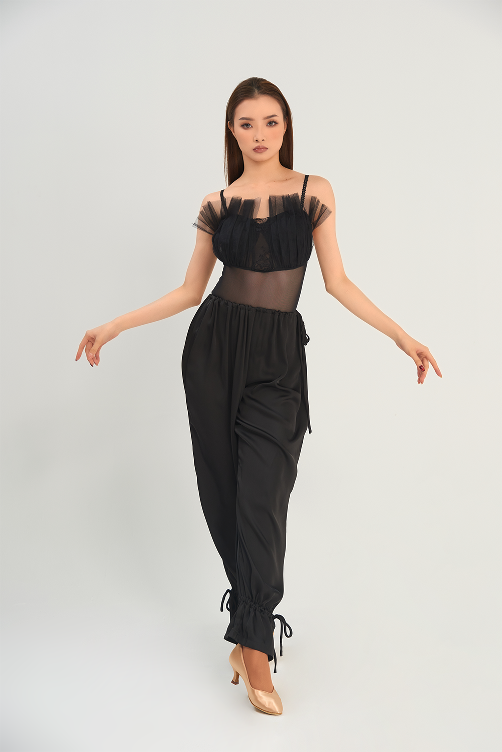 DANCE QUEEN W19 Drawstring Ankle Strap Trousers