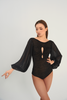 DANCE QUEEN 661 Black lantern sleeve leotard