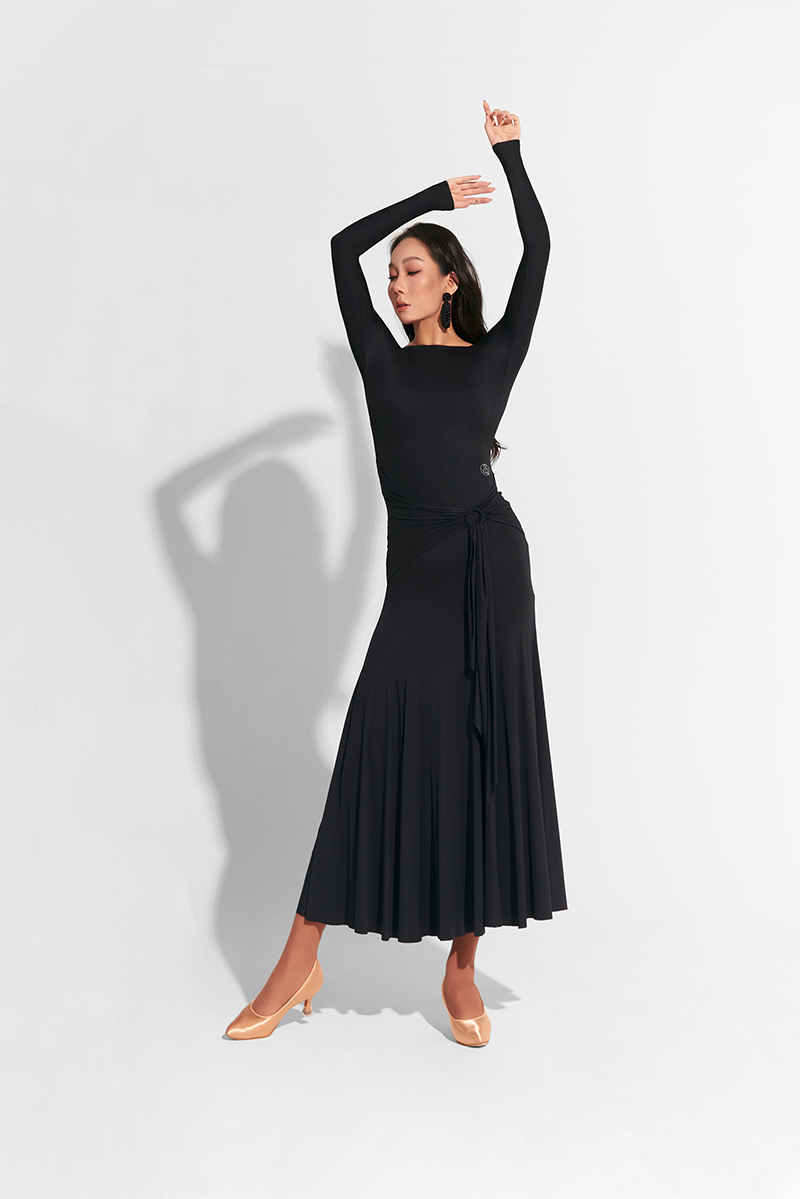 DANCE QUEEN 763 Black Long Sleeve Custom Dress