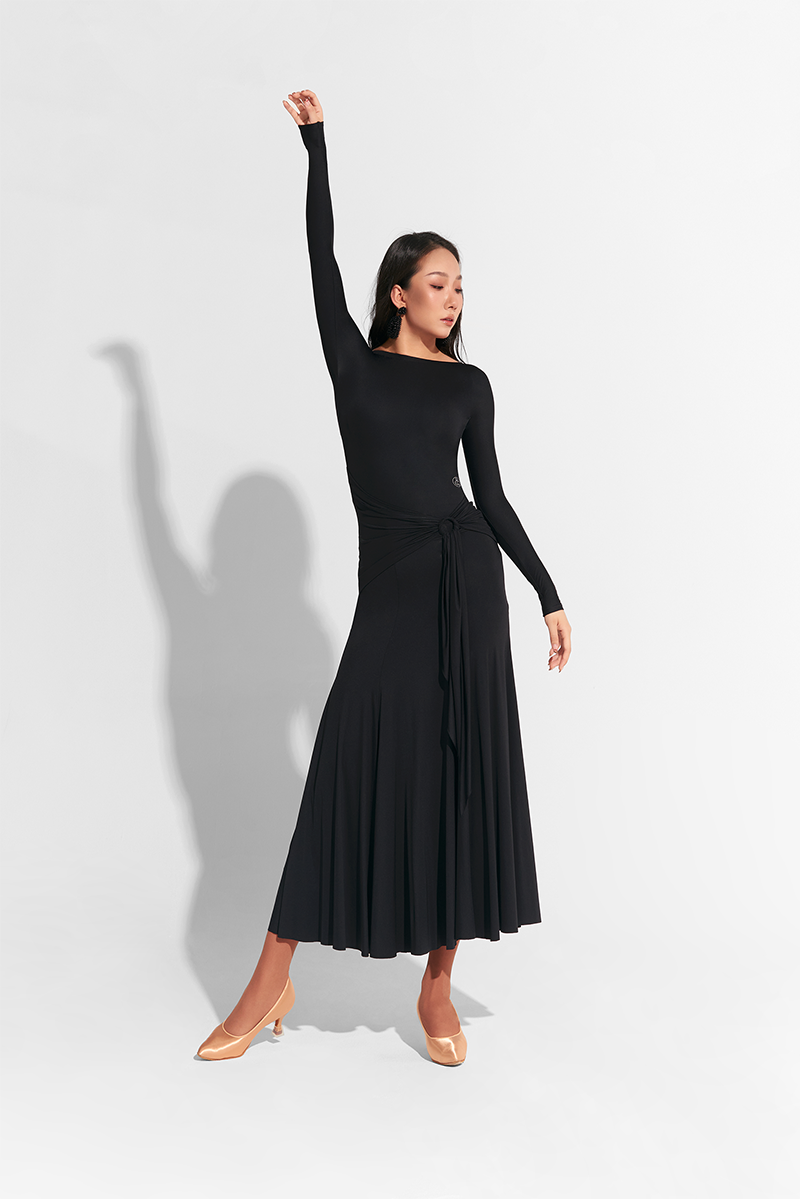 DANCE QUEEN 763 Black Long Sleeve Custom Dress