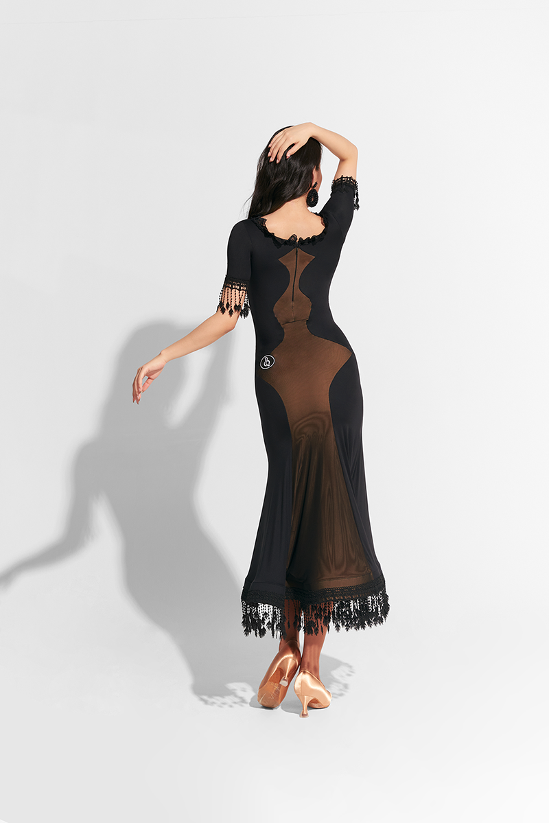 DANCE QUEEN 807 Black Lace Skirt Custom Dress