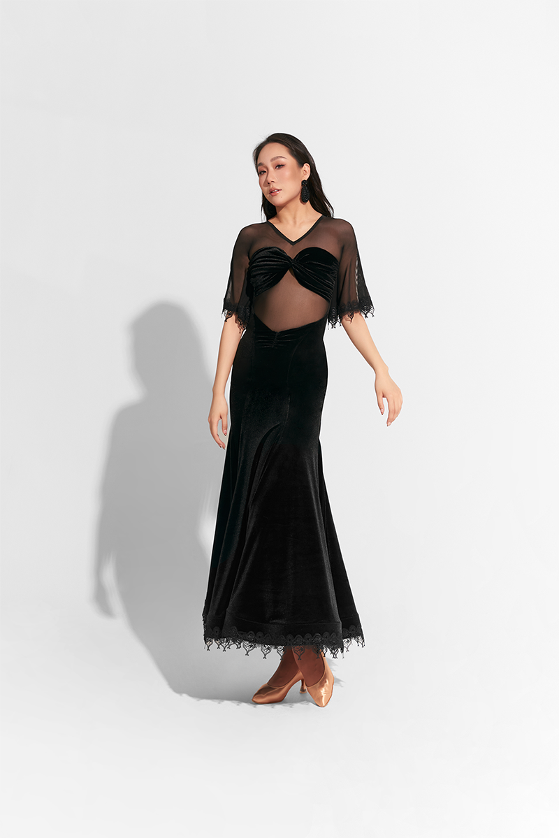 DANCE QUEEN 781 Black Lace Velvet Custom Dress