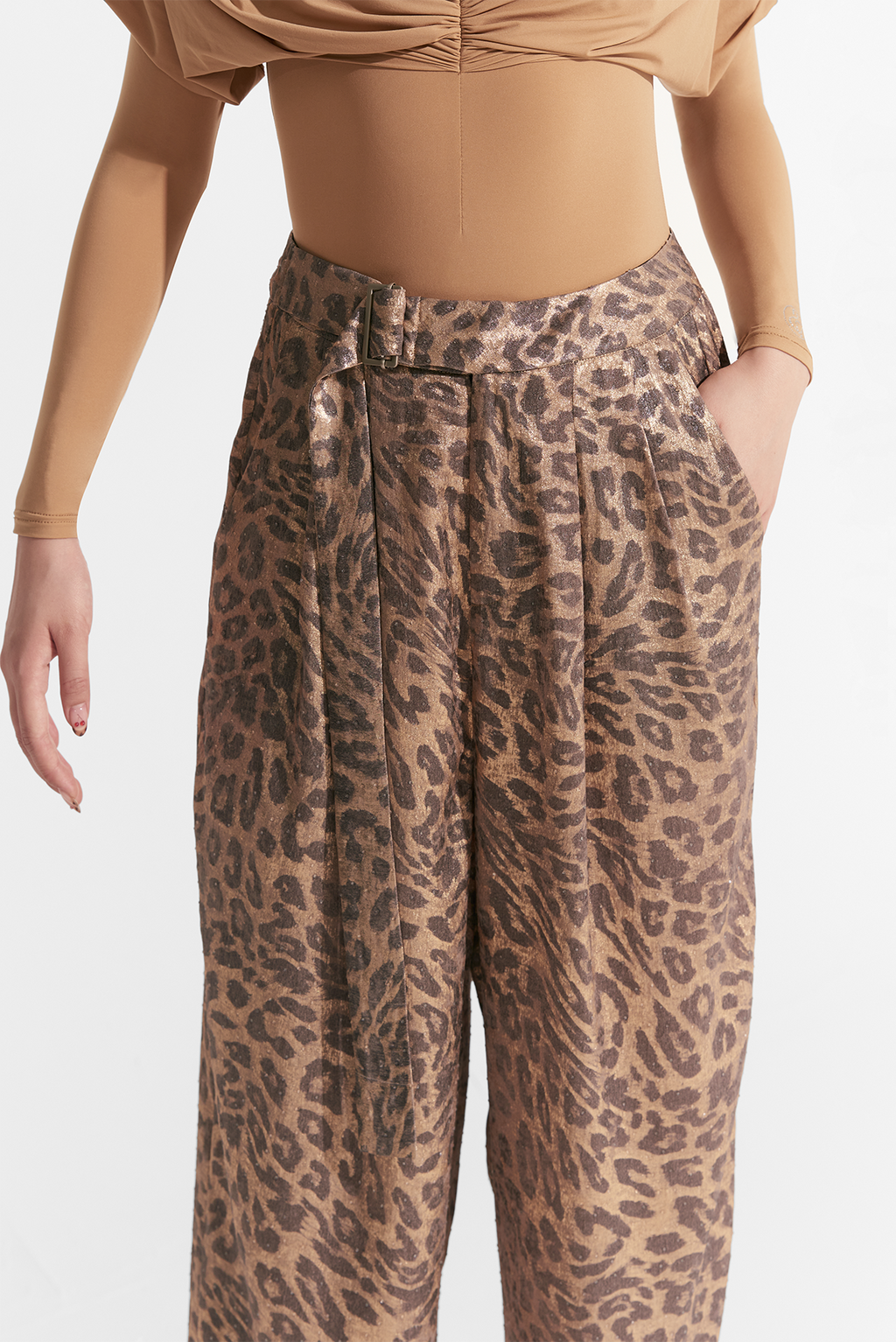 DANCE QUEEN 426-5 Tailor-made Stone Leopard Print Limited Edition Trousers