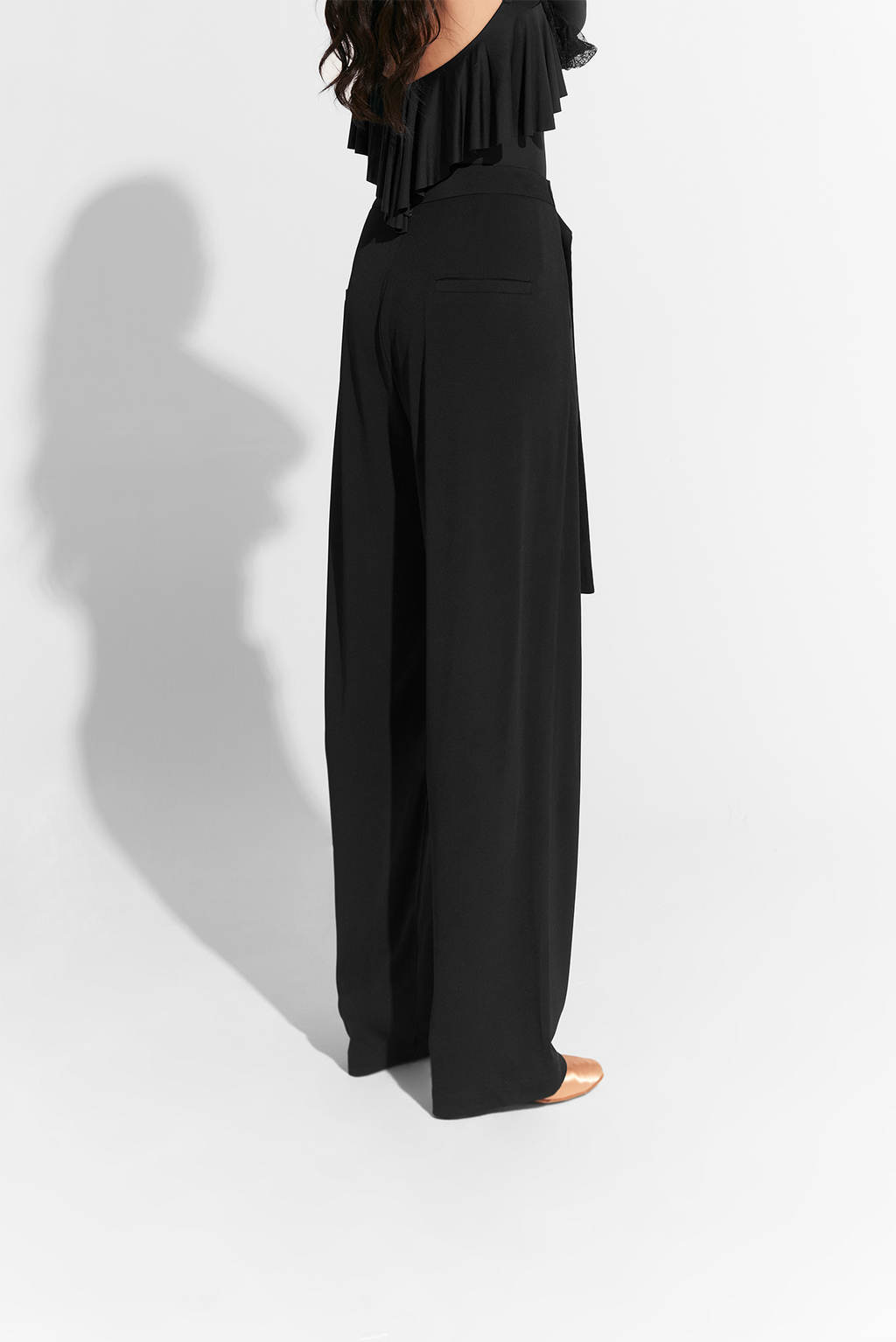 DANCE QUEEN 426-3 Upgraded Fabric Classic Black Drape Slim Tapered Trousers