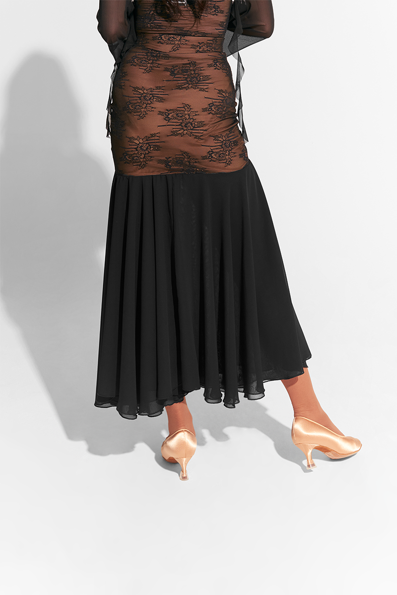 DANCE QUEEN 578-3 Black Split Ruffle Skirt