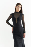 DANCE QUEEN 1060 Black High Neck Mesh Design Ballroom Practice Dance Sport Leotard