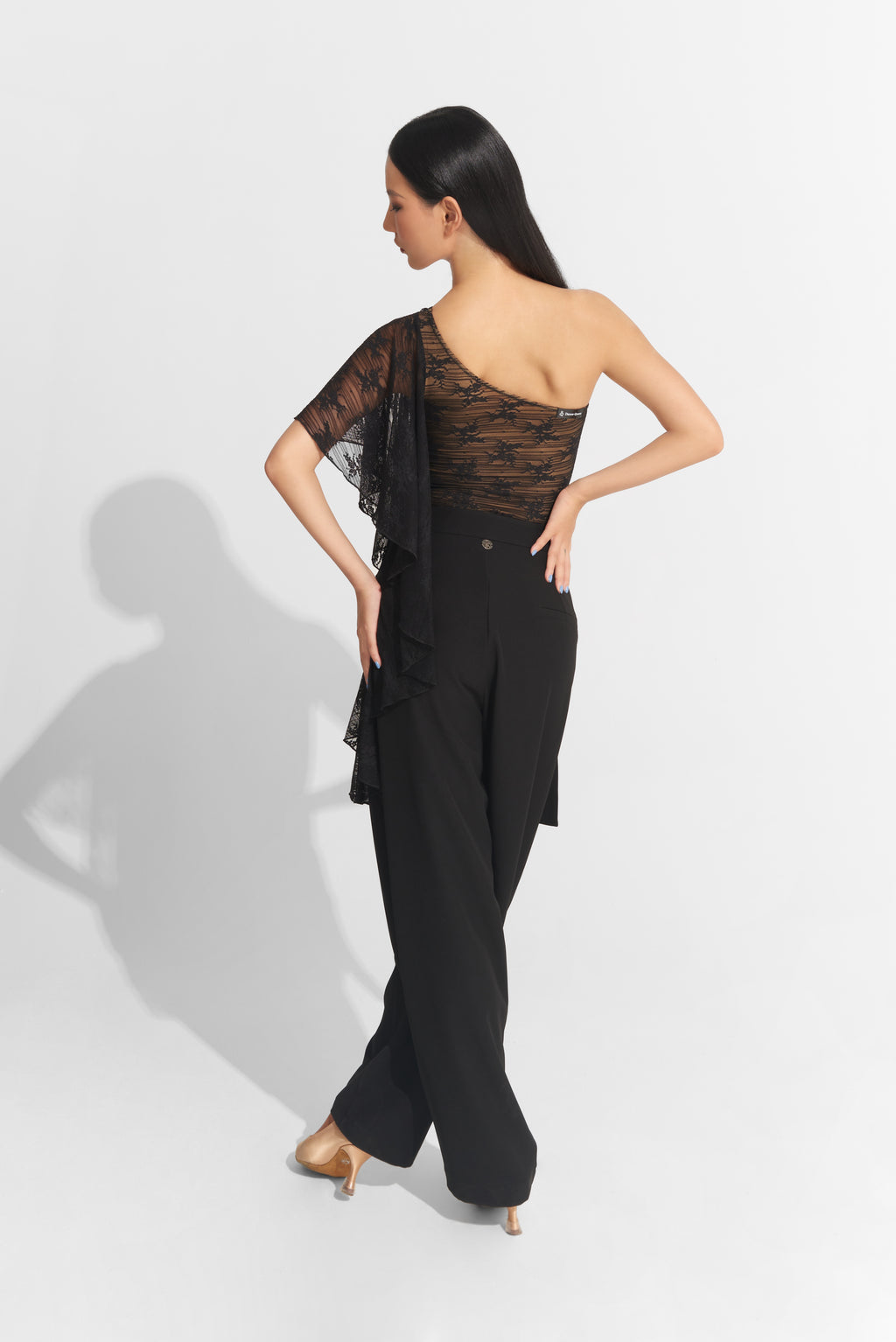 DANCE QUEEN 703-9 Black New Lace Off Shoulder Ballroom Practice Leotard