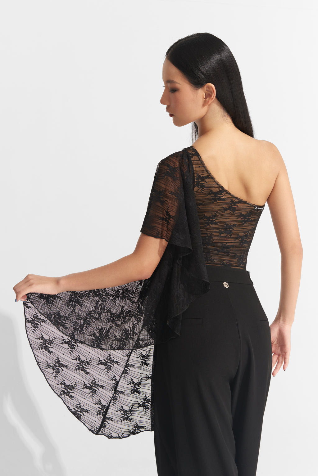 DANCE QUEEN 703-9 Black New Lace Off Shoulder Ballroom Practice Leotard