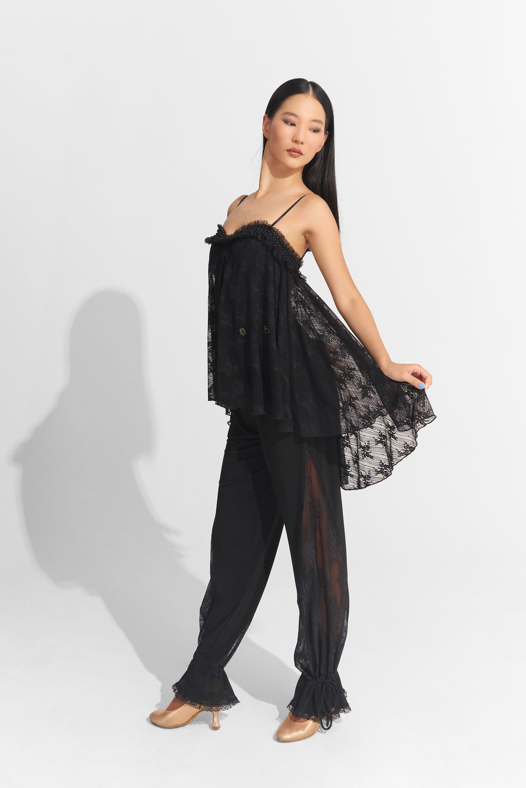 DANCE QUEEN 940-3 Black New Lace Ballroom Practice Leotard