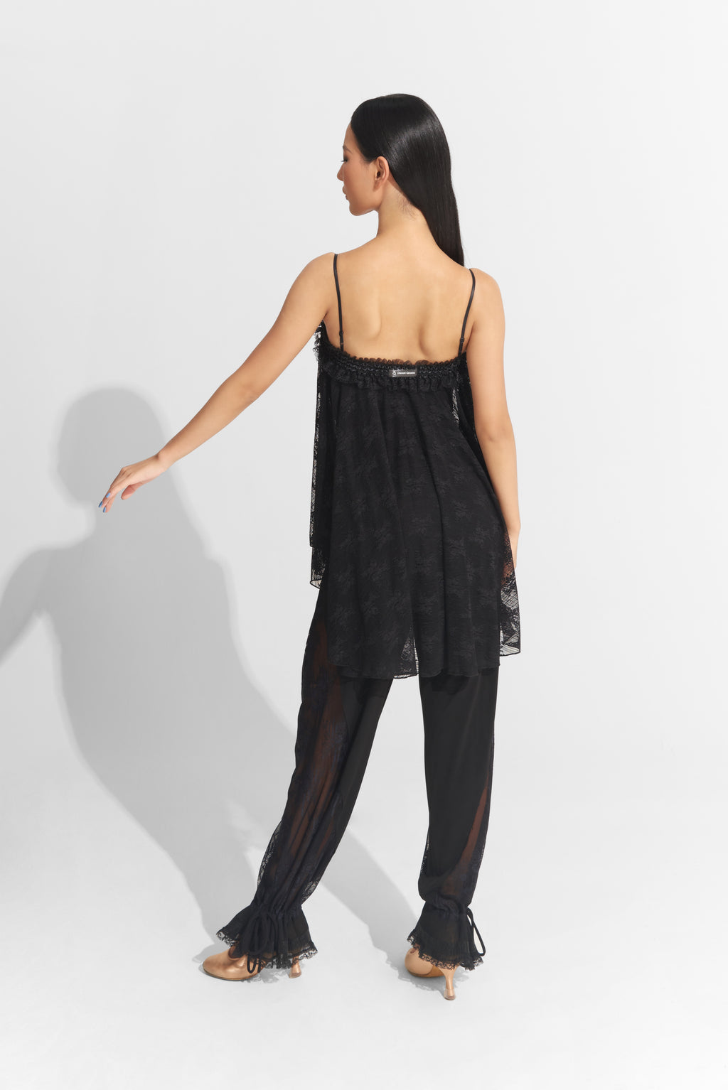 DANCE QUEEN 940-3 Black New Lace Ballroom Practice Leotard