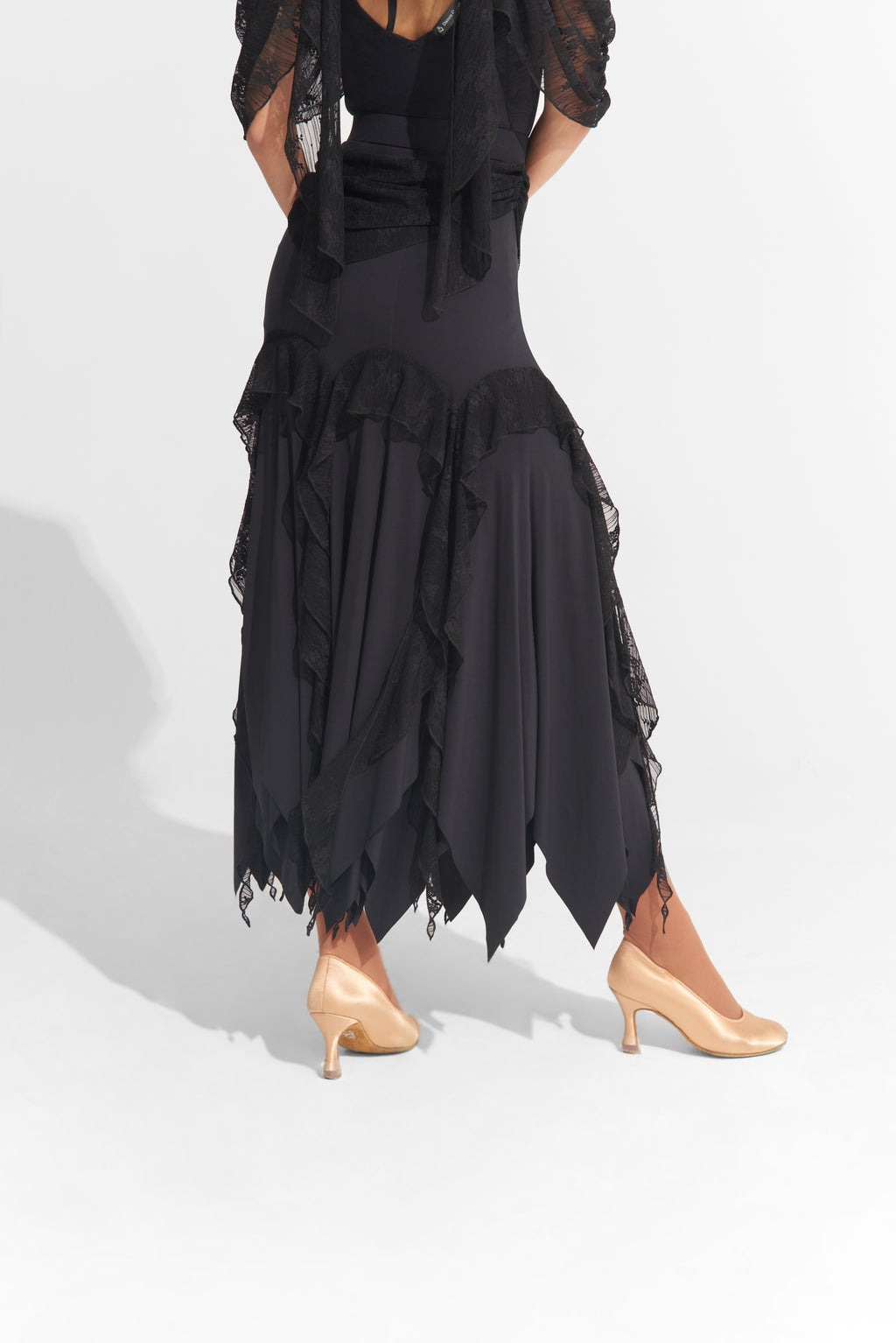 DANCE QUEEN 1008-1 Black Lace Ballroom Practice Skirt