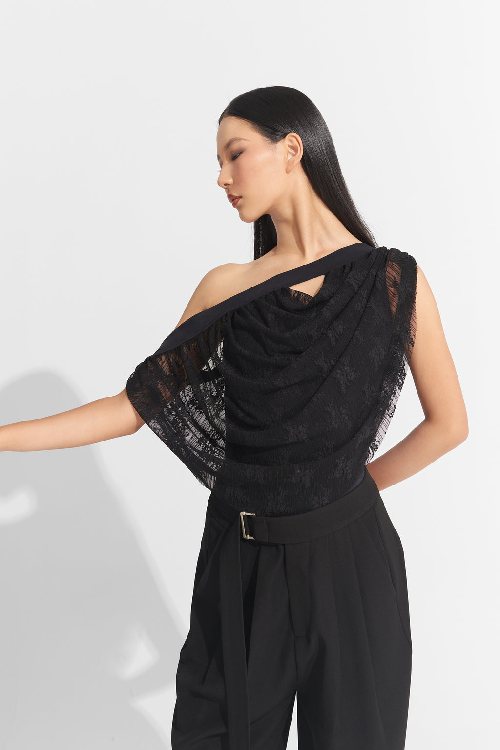 DANCE QUEEN 1011-1 Black Lace Ballroom Practice Leotard
