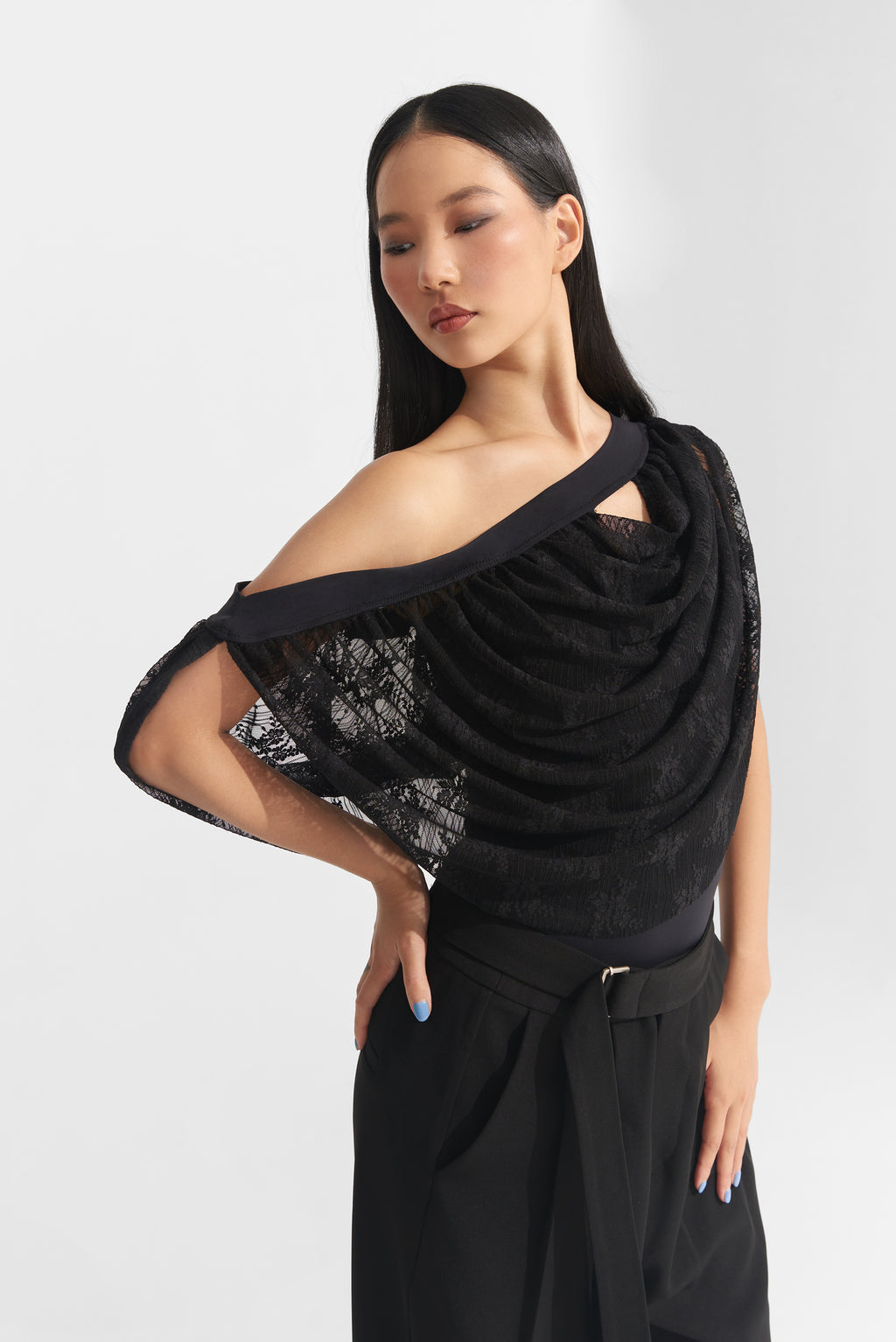 DANCE QUEEN 1011-1 Black Lace Ballroom Practice Leotard