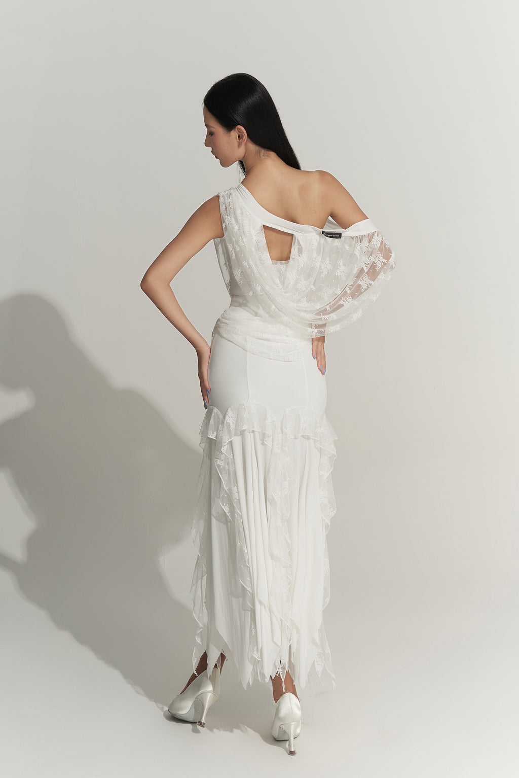 DANCE QUEEN 1011-2 Off Shoulder White lace Stylish Ballroom Practice Leotard