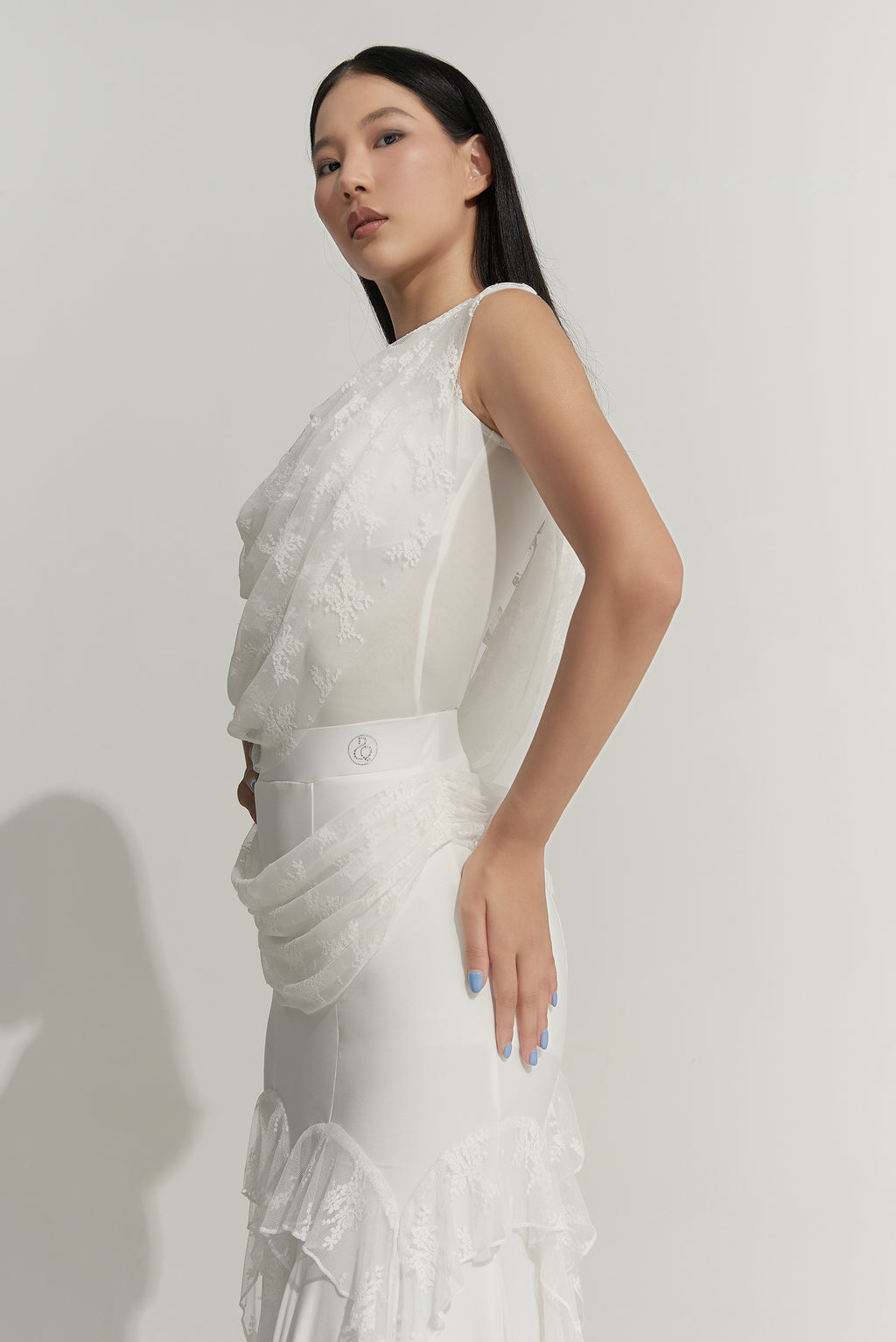 DANCE QUEEN 1011-2 Off Shoulder White lace Stylish Ballroom Practice Leotard
