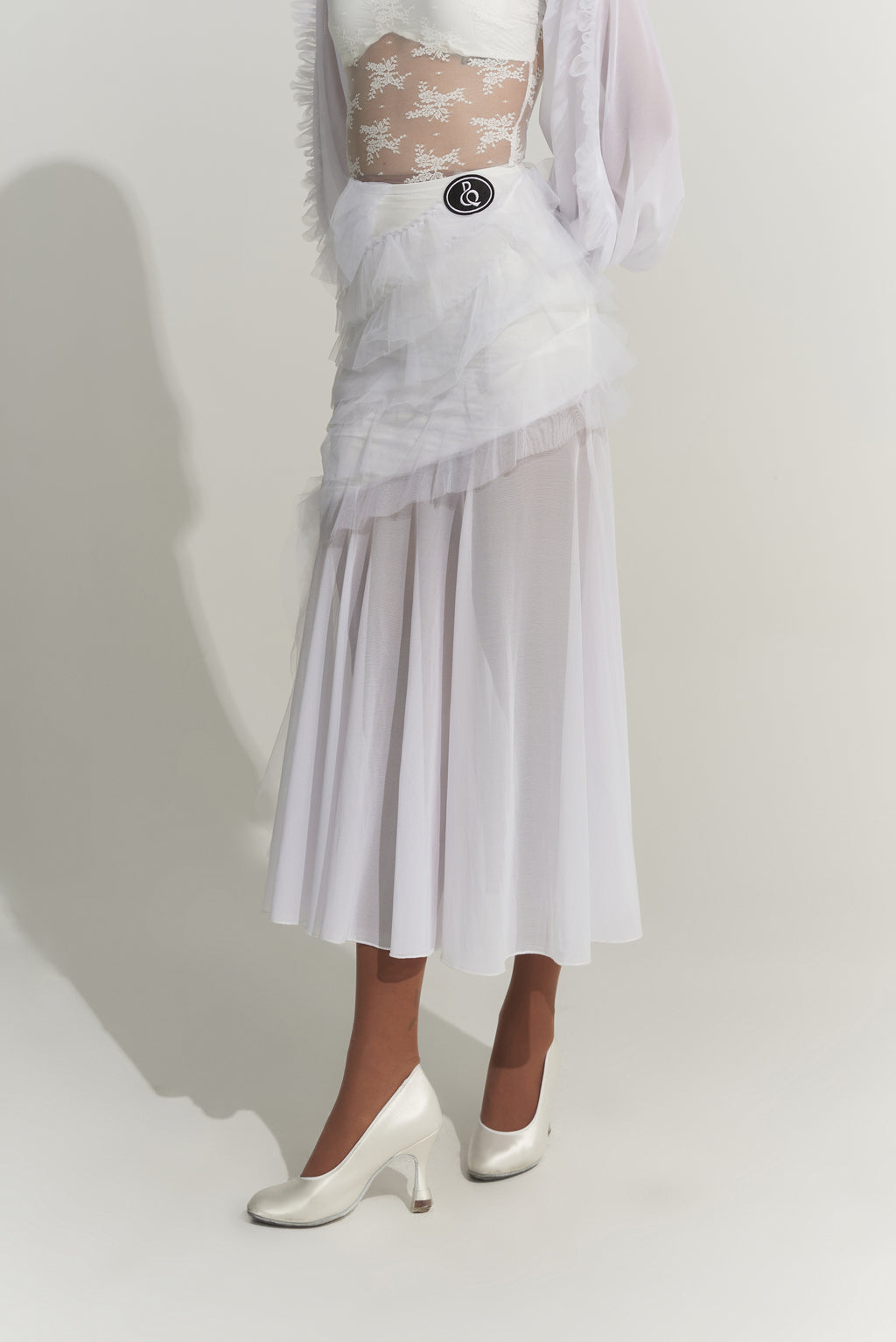 DANCE QUEEN 1007-2 Summer White Multi-layer Lace Ballroom Basic Practice Dancing Skirt