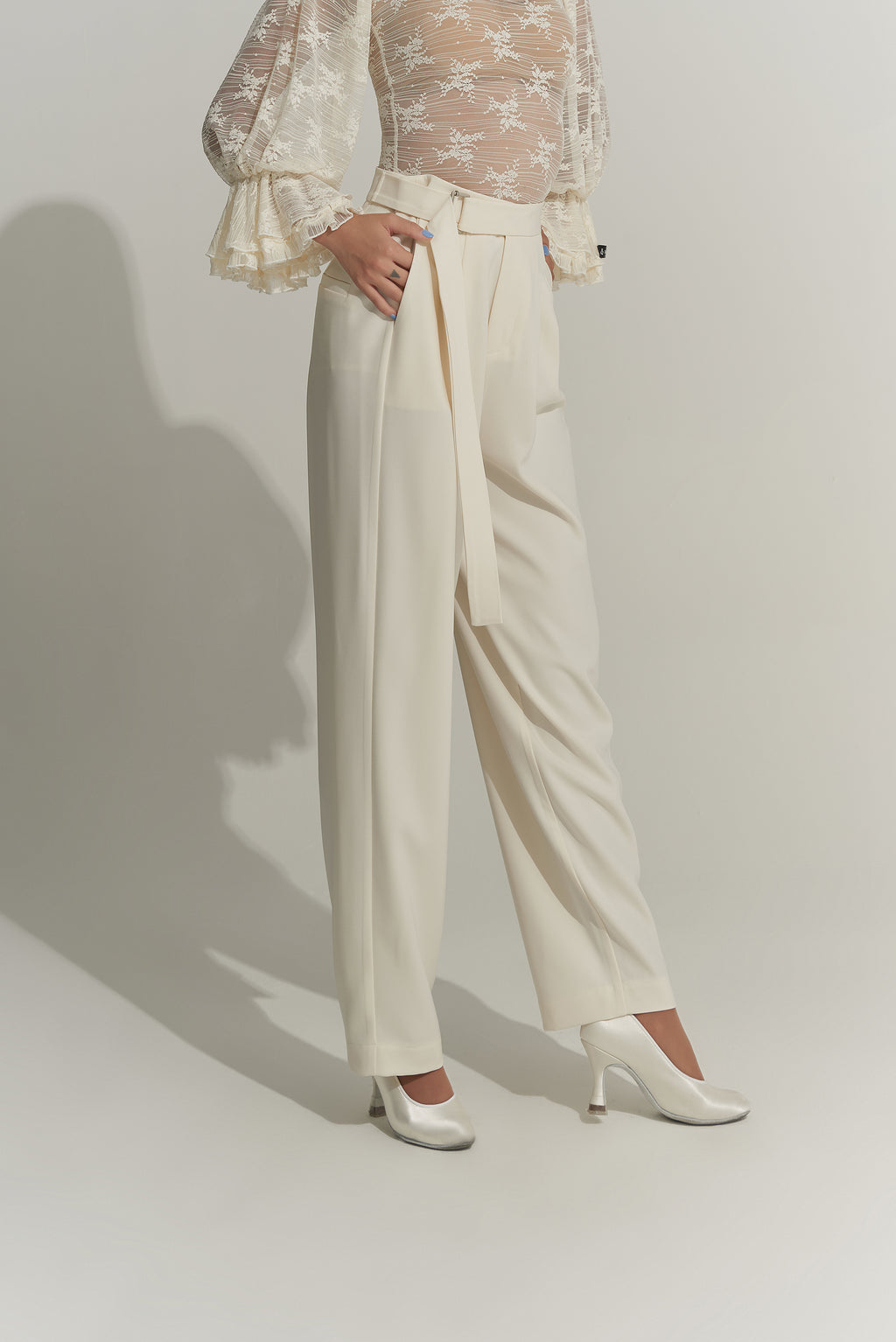 DANCE QUEEN 426-7 Cream Wide Leg Ballroom Practice Dancing Trouser