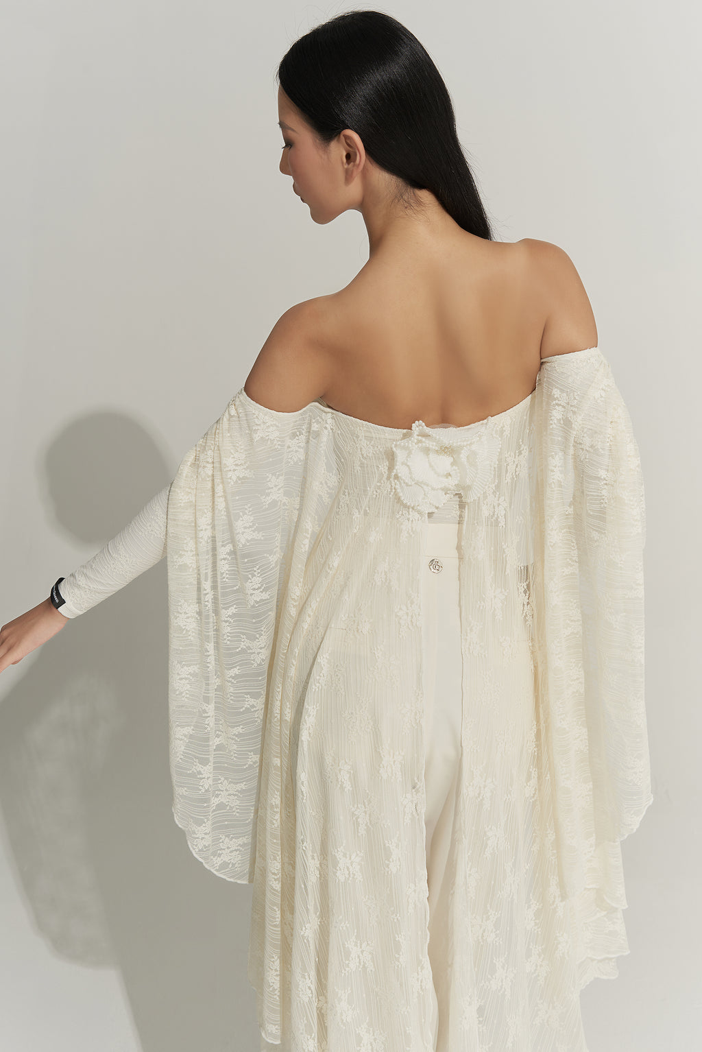 DANCE QUEEN 925-4 Cream Limited Lace Flower Off Shoulder Ballroom Practice Leotard