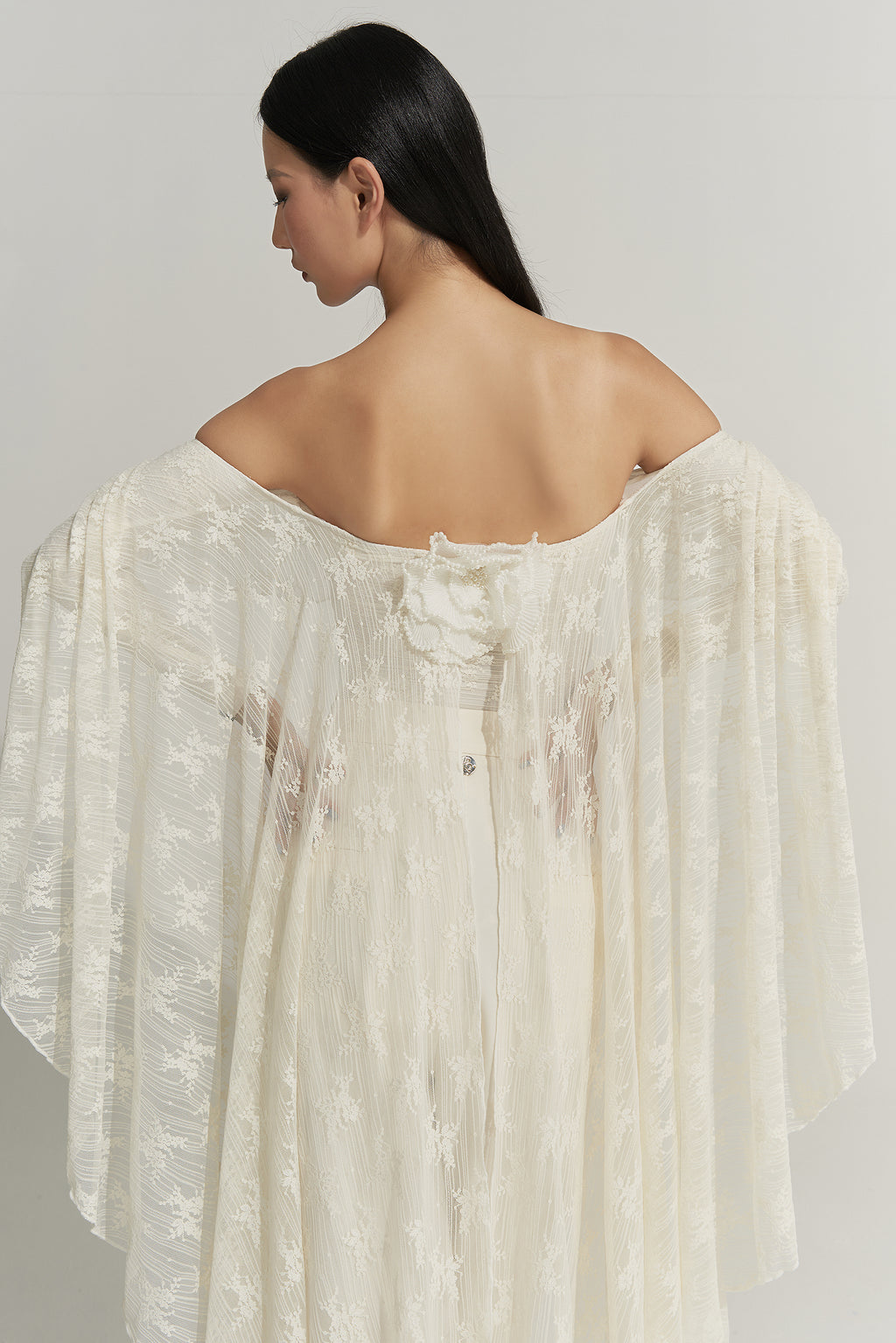 DANCE QUEEN 925-4 Cream Limited Lace Flower Off Shoulder Ballroom Practice Leotard