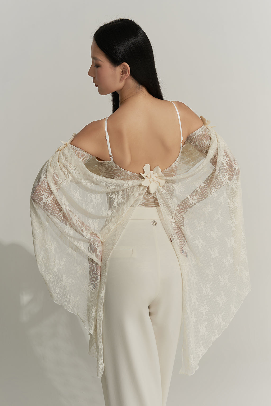 DANCE QUEEN 926-2 Cream Limited Lace Off Shoulder Ballroom Practice Leotard
